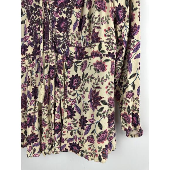 Torrid Babydoll Rayon Crepe Embroidered Lace Up Top Floral Womens Plus Size 2 2X - Picture 6 of 13